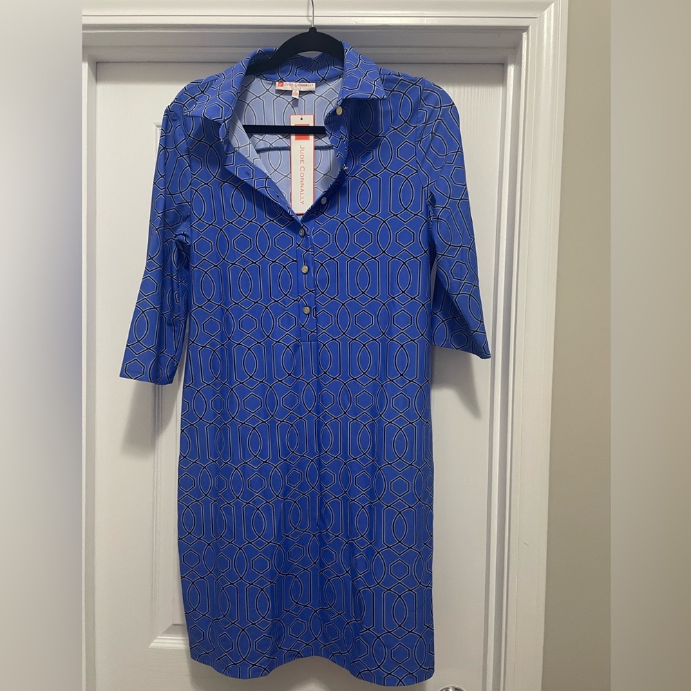 NWT Jude Connally Susanna Garden Gate Dark Periwinkle Dress Size L